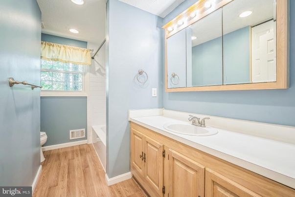 Bathroom, Interior, Recessed Lighting, Wood Texture Flooring