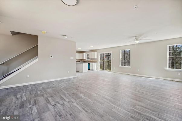 Empty room, Interior, Kitchen, Recessed Lighting, Wood Texture Flooring