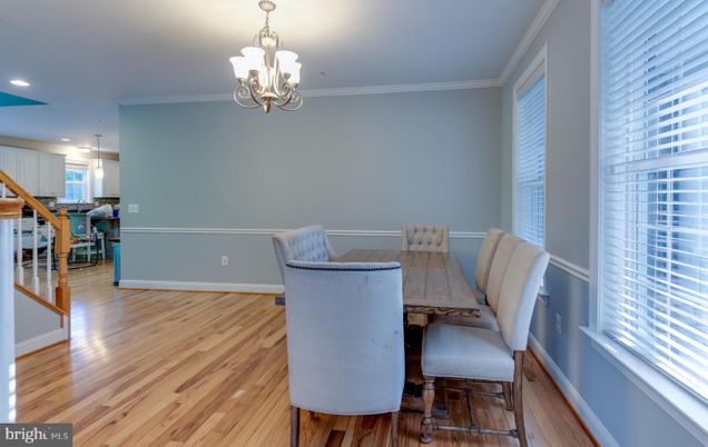 Chandelier, Dining room, Interior, Recessed Lighting, Wood Texture Flooring