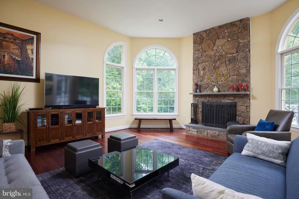 Fireplace, Interior, Living room, Stone Walls, Wood Texture Flooring
