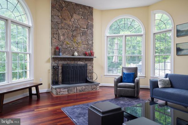 Fireplace, Interior, Living room, Stone Walls, Wood Texture Flooring