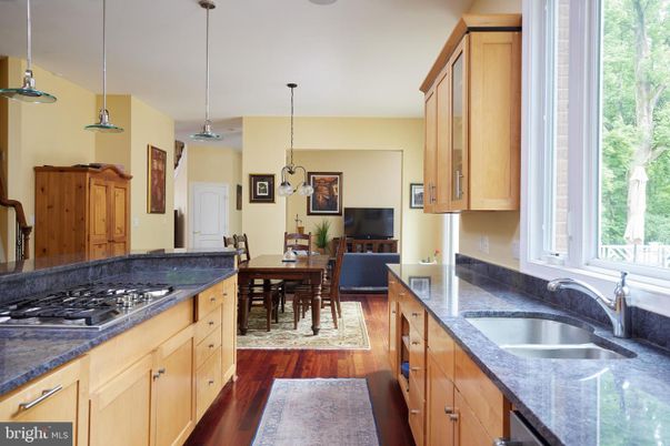 Dining room, Interior, Kitchen, Pendant Lights, Wood Texture Flooring