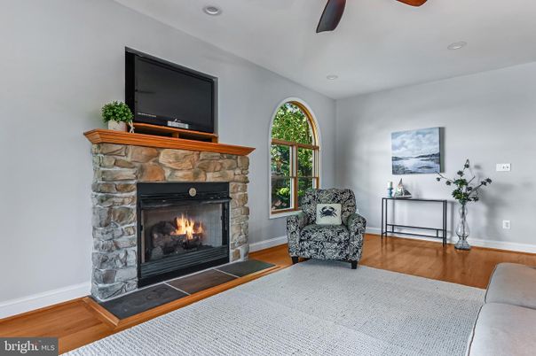 Fireplace, Interior, Recessed Lighting, Wood Texture Flooring