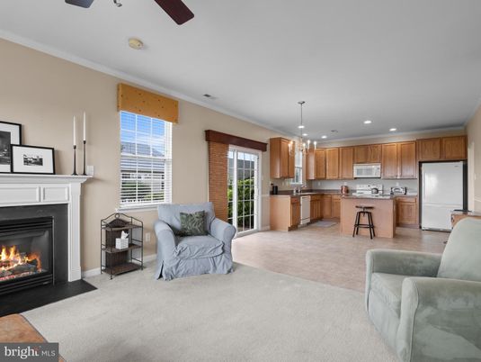 Fireplace, Interior, Kitchen, Pendant Lights, Recessed Lighting