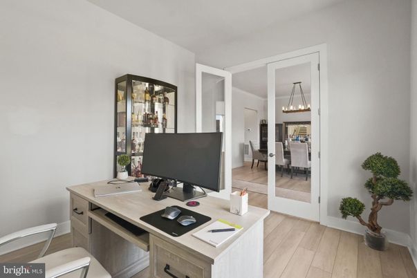 Chandelier, Home Office, Interior, Pendant Lights, Wood Texture Flooring