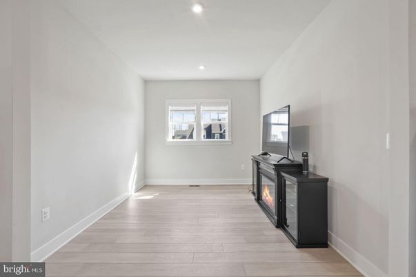 Fireplace, Interior, Recessed Lighting, Wood Texture Flooring