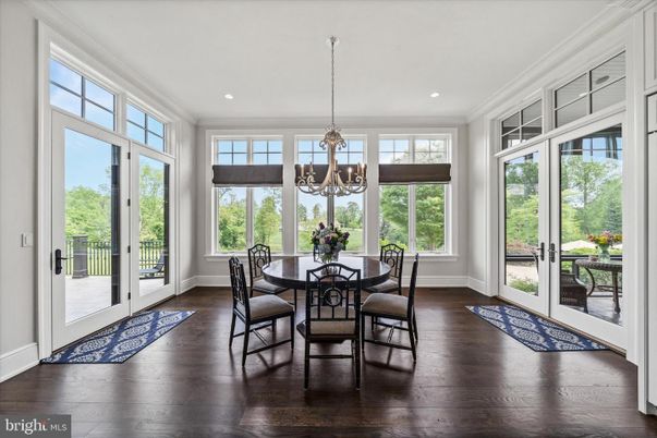 Chandelier, Dining room, Interior, Recessed Lighting, Wood Texture Flooring