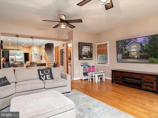 Dining room, Interior, Kitchen, Living room, Pendant Lights, Recessed Lighting, Stainless Steel Appliances, Wood Texture Flooring