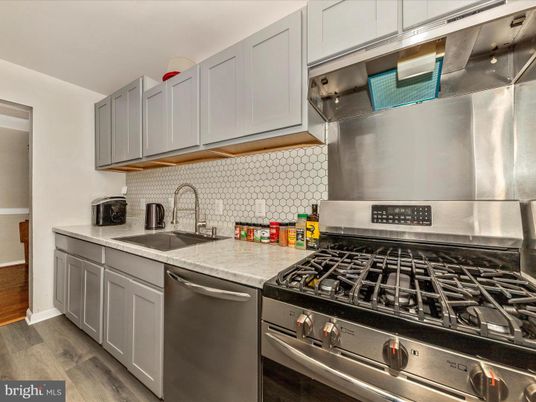 Interior, Kitchen, Stainless Steel Appliances, Wood Texture Flooring