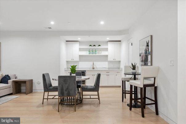 Dining room, Interior, Kitchen, Recessed Lighting, Wood Texture Flooring