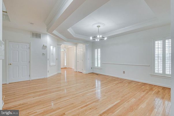 Chandelier, Empty room, Interior, Wood Texture Flooring