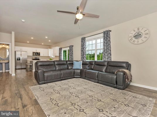 Interior, Kitchen, Living room, Recessed Lighting, Stainless Steel Appliances, Wood Texture Flooring