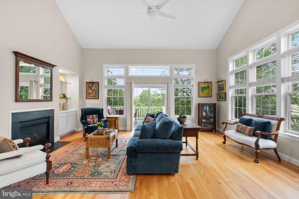 Fireplace, Interior, Living room, Sun Room, Wood Texture Flooring