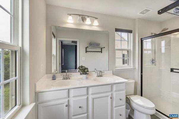 Bathroom, Dual Sink Vanities, Glass Shower, Interior