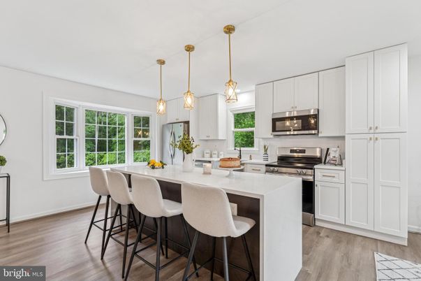 Interior, Kitchen, Pendant Lights, Stainless Steel Appliances, Wood Texture Flooring