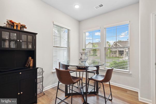 Dining room, Interior, Recessed Lighting, Wood Texture Flooring