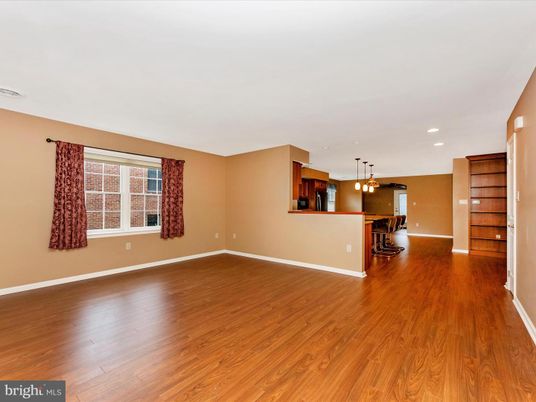 Dining room, Empty room, Interior, Pendant Lights, Recessed Lighting, Wood Texture Flooring