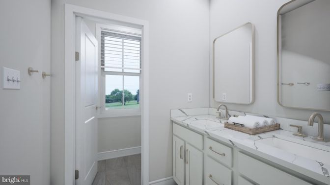 Bathroom, Dual Sink Vanities, Interior, Wood Texture Flooring