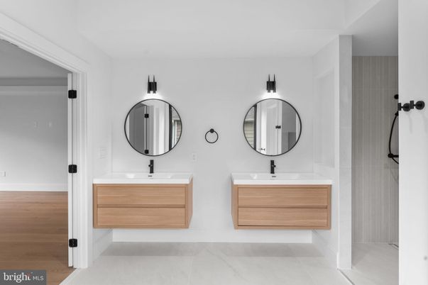 Bathroom, Dual Sink Vanities, Interior, Wood Texture Flooring