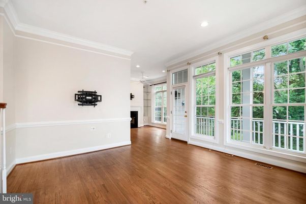 Empty room, Fireplace, Interior, Recessed Lighting, Wood Texture Flooring