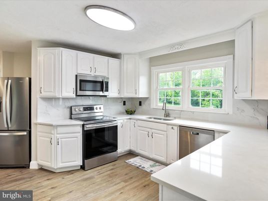 Interior, Kitchen, Stainless Steel Appliances, Wood Texture Flooring