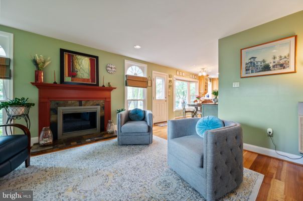 Fireplace, Interior, Recessed Lighting, Wood Texture Flooring