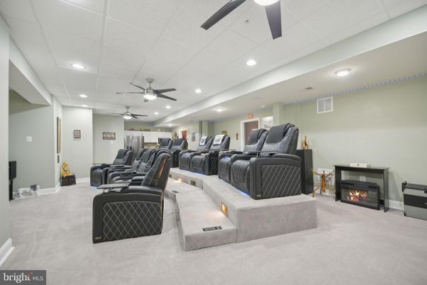 Home Theatre Room, Fireplace, Interior, Recessed Lighting, Theatre Room