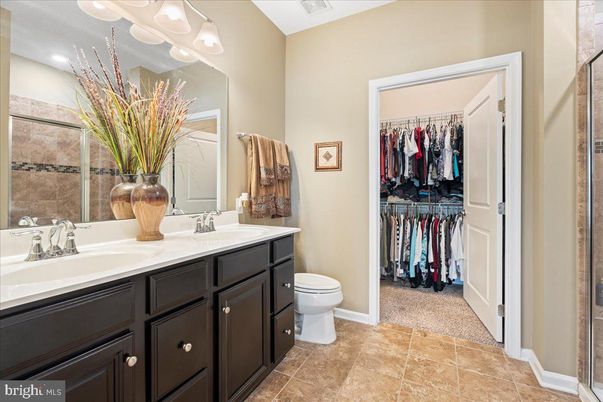 Bathroom, Dual Sink Vanities, Interior, Recessed Lighting, Walk-in Closets