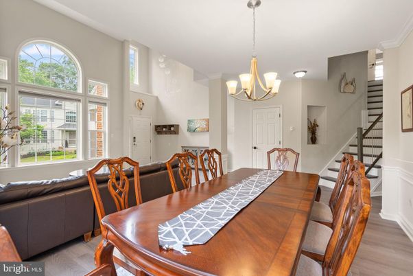 Chandelier, Dining room, Interior, Pendant Lights, Wood Texture Flooring