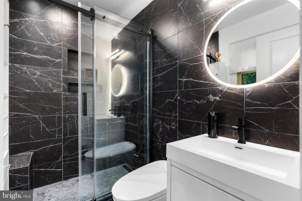 Bathroom, Glass Shower, Interior, Marble Walls
