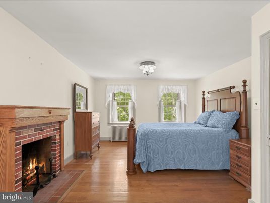 Bedroom, Fireplace, Interior, Wood Texture Flooring