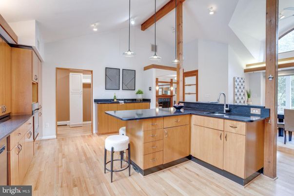 Interior, Kitchen, Pendant Lights, Recessed Lighting, Wood Texture Flooring