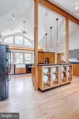 Interior, Kitchen, Pendant Lights, Wood Texture Flooring