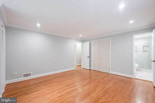 Bathroom, Empty room, Interior, Recessed Lighting, Wood Texture Flooring