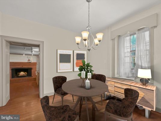 Chandelier, Dining room, Fireplace, Interior, Wood Texture Flooring