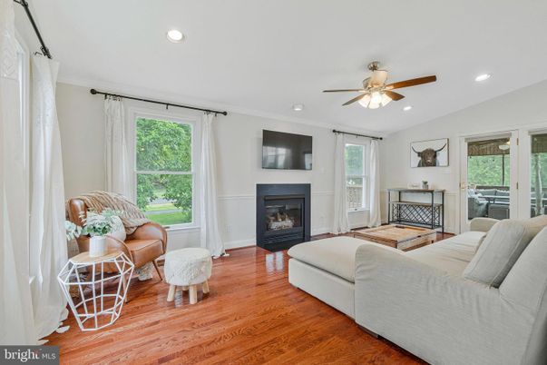 Bedroom, Fireplace, Interior, Recessed Lighting, Wood Texture Flooring