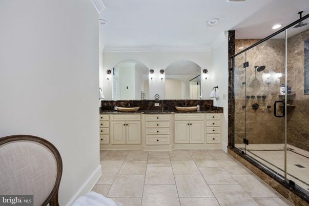 Bathroom, Dual Sink Vanities, Glass Shower, Interior, Recessed Lighting
