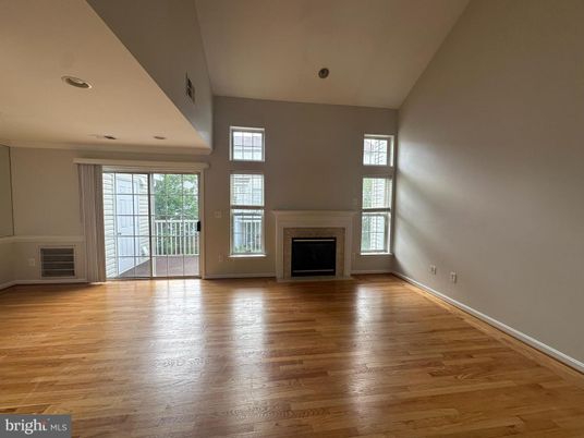 Empty room, Fireplace, Interior, Recessed Lighting, Wood Texture Flooring