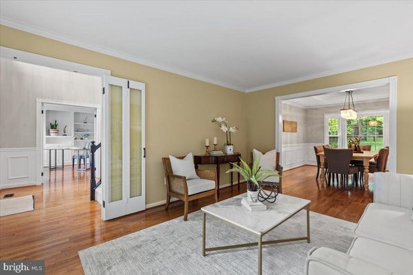Dining room, Interior, Living room, Pendant Lights, Wood Texture Flooring
