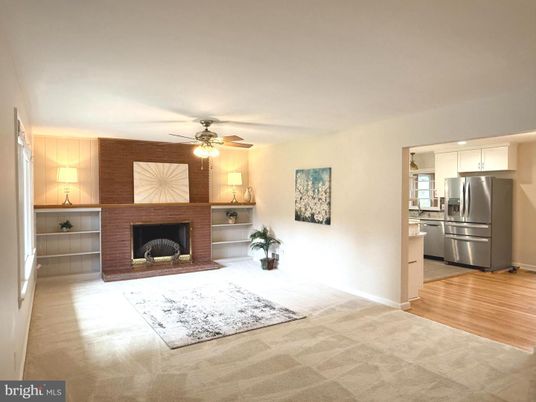 Fireplace, Interior, Kitchen, Stainless Steel Appliances, Stone Walls, Wood Texture Flooring