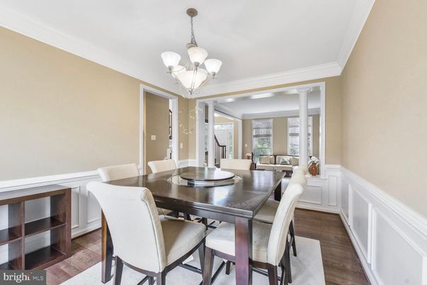 Chandelier, Dining room, Interior, Wood Texture Flooring
