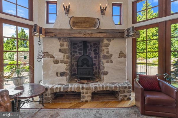 Fireplace, Interior, Stone Walls, Wood Texture Flooring