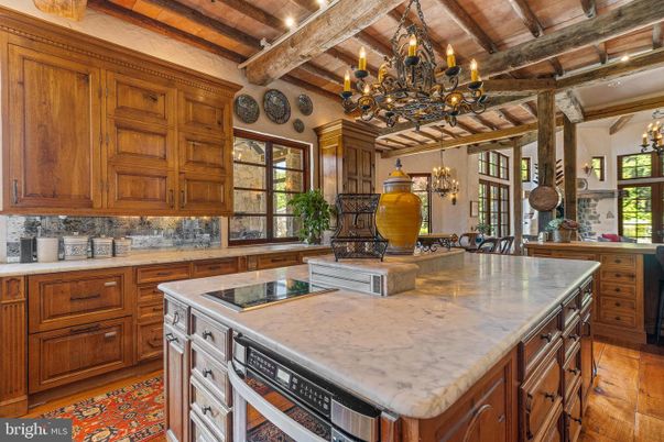 Chandelier, Interior, Kitchen, Wooden Beams, Wooden Ceilings, Wood Texture Flooring