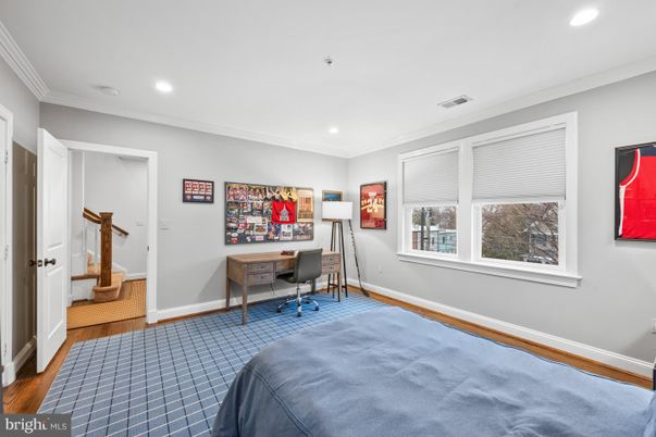 Bedroom, Home Office, Interior, Recessed Lighting, Wood Texture Flooring