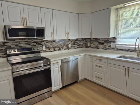 Interior, Kitchen, Stainless Steel Appliances, Wood Texture Flooring