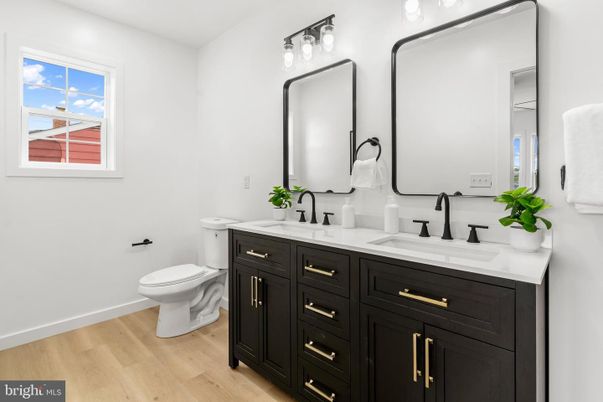 Bathroom, Dual Sink Vanities, Interior, Wood Texture Flooring