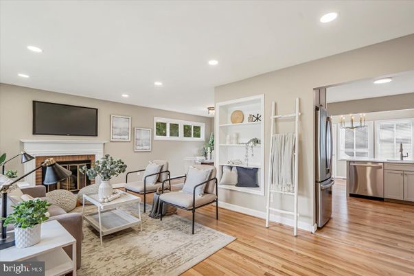 Interior, Kitchen, Living room, Recessed Lighting, Stainless Steel Appliances, Wood Texture Flooring