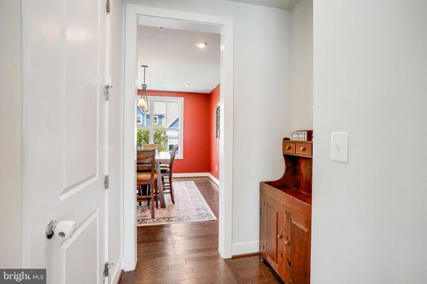 Dining room, Interior, Pendant Lights, Recessed Lighting, Wood Texture Flooring