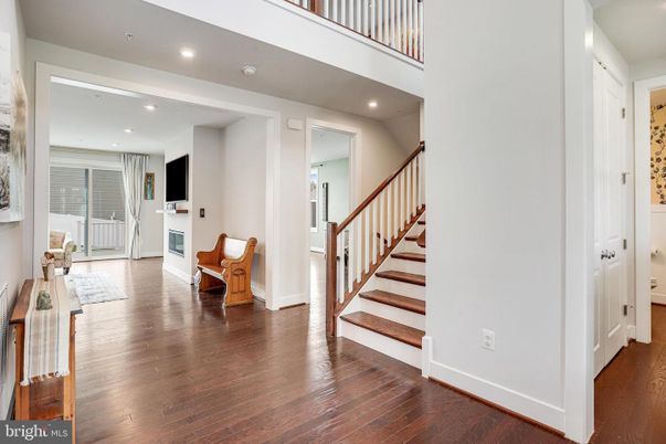 Fireplace, Interior, Recessed Lighting, Wood Texture Flooring