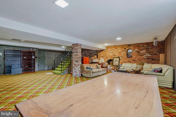 Interior, Living room, Recessed Lighting, Stone Walls, Wood Texture Flooring